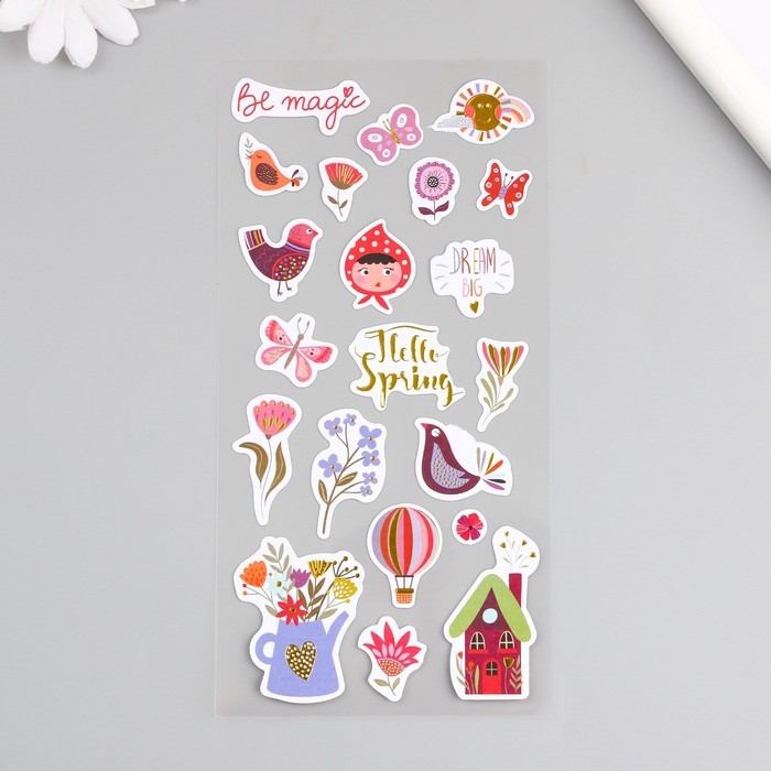 Наклейка пластик золотое тиснение Наклейка пластик золотое тиснение "Цветы и любовь" МИКС 10,5х23 см