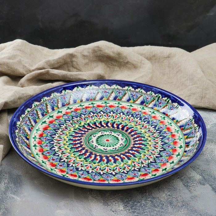 Ляган Риштанская Керамика  Ляган Риштанская Керамика "Узоры", 36 см, синий