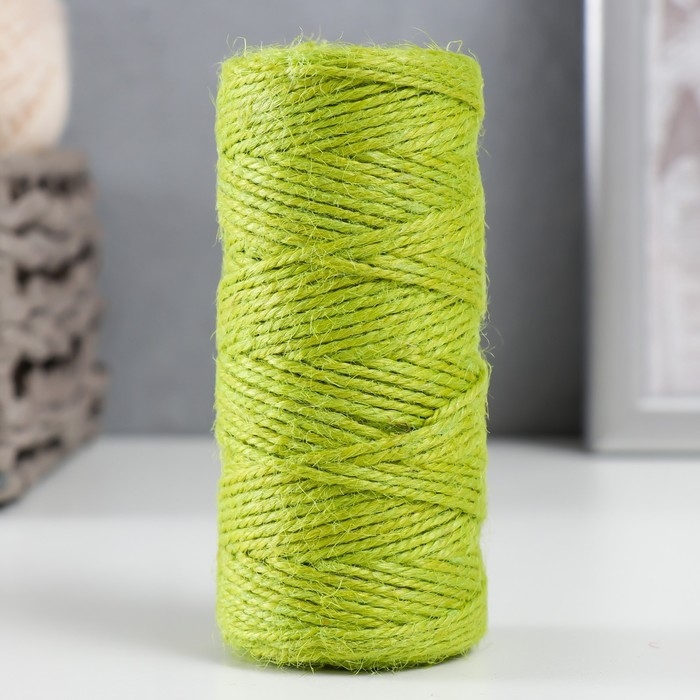 Пряжа 100% джут Пряжа 100% джут "Салатовый" 50 метров 4х4х10 см