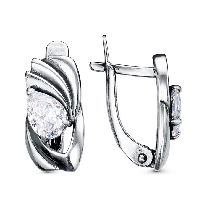 Серьги «Переплетение», посеребрение с оксидированием, цвет белый Серьги «Переплетение», посеребрение с оксидированием, цвет белый