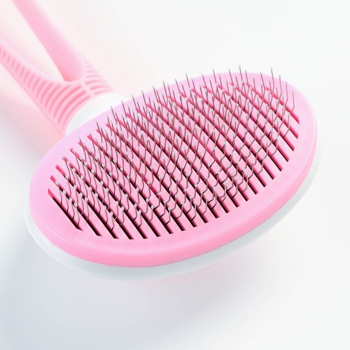 Пуходёрка с самоочисткой Пижон Premium округлая, с каплями, облегчённая,10 х 19 см, розовая 74379 Пуходёрка с самоочисткой Пижон Premium округлая, с каплями, облегчённая,10 х 19 см, розовая 74379