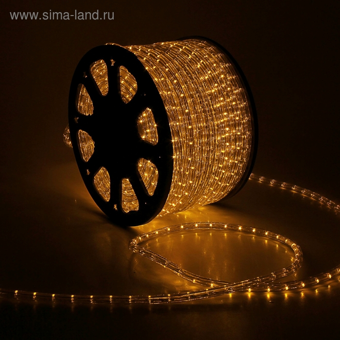Световой шнур Luazon Lighting 13 мм, IP65, 100 м, 36 LED/м, 220 В, 2W, постоянное свечение, свечение жёлтое Световой шнур Luazon Lighting 13 мм, IP65, 100 м, 36 LED/м, 220 В, 2W, постоянное свечение, свечение жёлтое