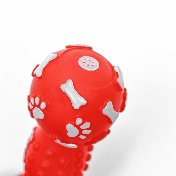 Игрушка пищащая Игрушка пищащая "Новогодняя Гантель", 12,5 см, красная