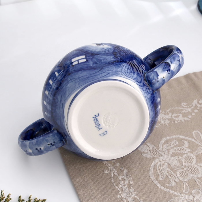 Сахарница Сахарница "Уют", сюжет, 14 х 14 см, гжель