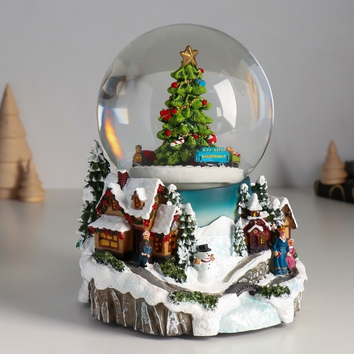 Сувенир полистоун водяной шар музыка, свет Сувенир полистоун водяной шар музыка, свет "Снежный город" крутится d=12 см 16х15,5х19,5 см 103344