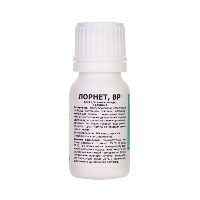 Гербицид для уничтожения сорняков на газоне и землянике  Гербицид для уничтожения сорняков на газоне и землянике "Лорнет", флакон, 12 мл