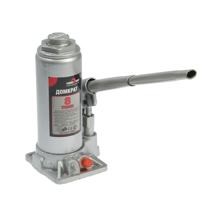 Домкрат гидравлический бутылочный  Домкрат гидравлический бутылочный "СЕРВИС КЛЮЧ" 75008, высота 230-456 мм, 8 т