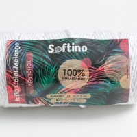 Пряжа 100% целлюлоза "Softino Raffia Color Melange" кручёная, белая 100м ±2м 87 гр