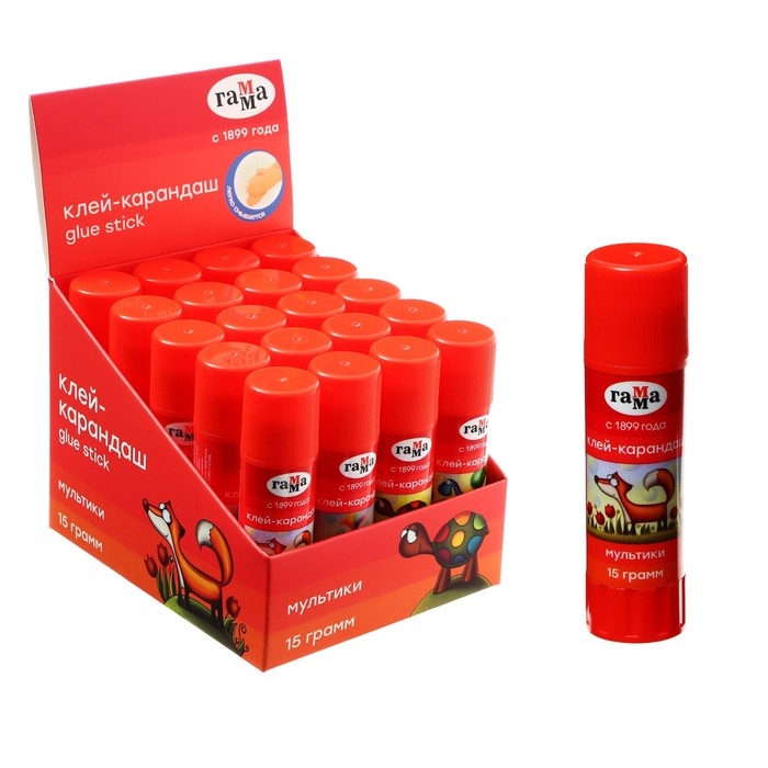 Клей-карандаш PVP 15г Гамма Клей-карандаш PVP 15г Гамма "Мультики"