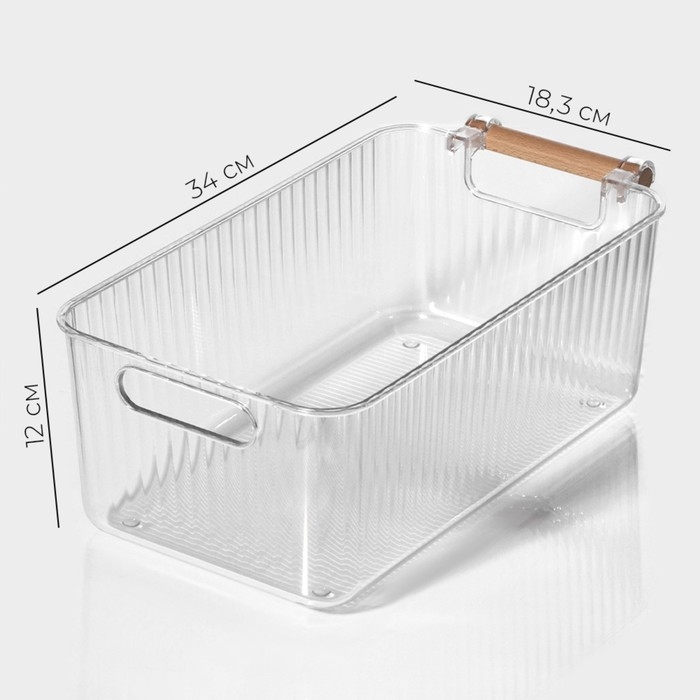 Контейнер для хранения с ручкой LaDо́m «Кристалл», 34×18,3×12 см, прозрачный Контейнер для хранения с ручкой LaDо́m «Кристалл», 34×18,3×12 см, прозрачный