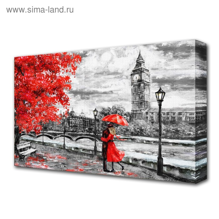 Картина на холсте Картина на холсте "Влюблённые на набережной" 60*100 см