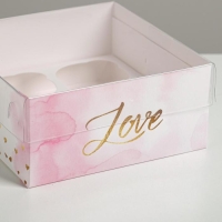 Коробка для капкейков, кондитерская упаковка, 4 ячейки «Love», 16 х 16 х 7.5 см
