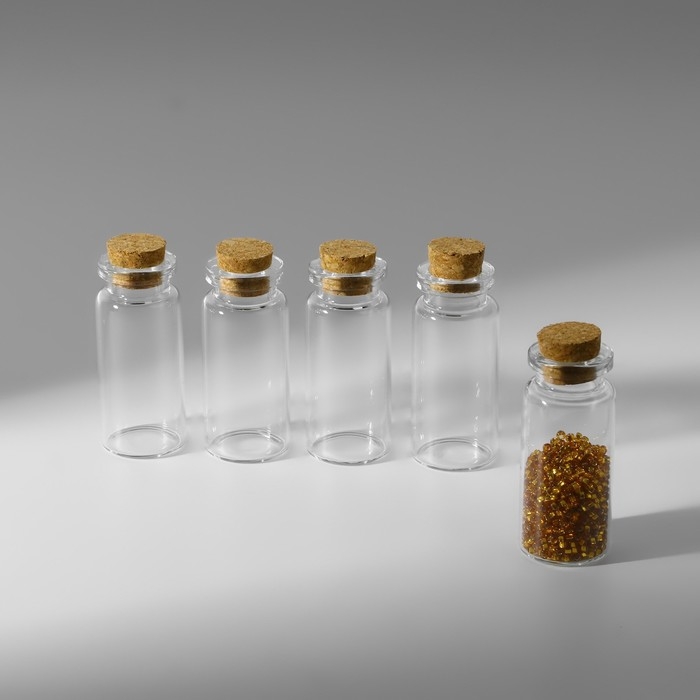 Набор баночек для хранения бисера, d = 2,1 × 5 см, 5 шт, в контейнере, 12,8 × 6,5 × 2,5 см Набор баночек для хранения бисера, d = 2,1 × 5 см, 5 шт, в контейнере, 12,8 × 6,5 × 2,5 см