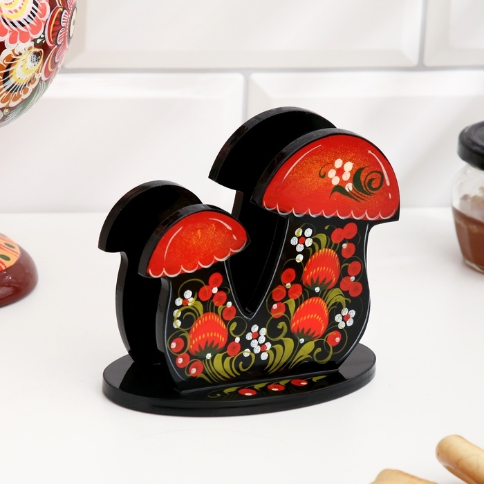 Салфетница «Гриб», 7 х 11 см, хохлома Салфетница «Гриб», 7 х 11 см, хохлома