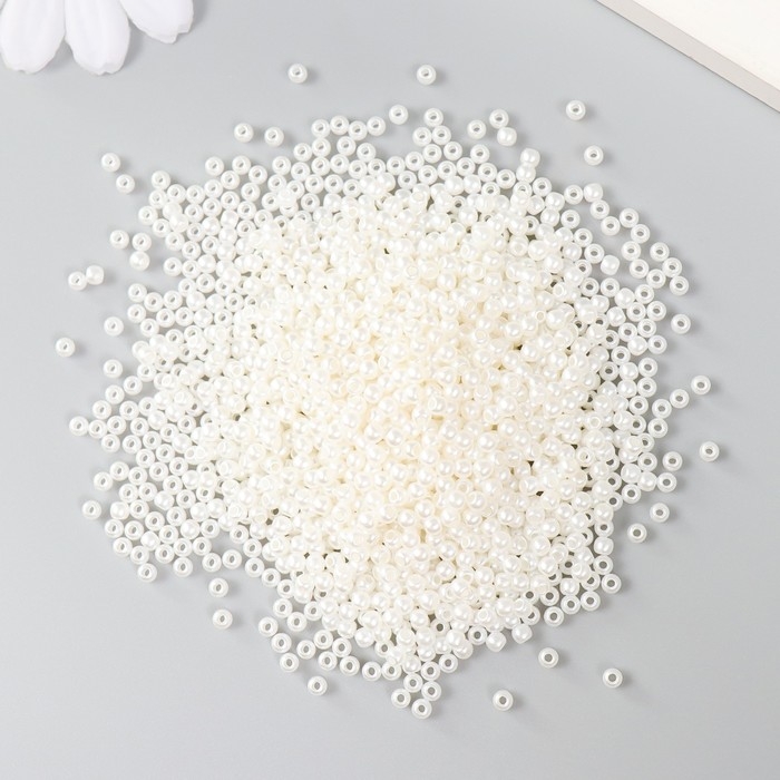 Набор бусин Набор бусин "Рукоделие" пластик, диаметр 3 мм, 25 гр, молочный