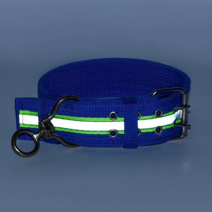Ошейник четырехслойный светоотражающий с вертлюгом, 71 х 5 см, ОШ 55-65 см, синий Ошейник четырехслойный светоотражающий с вертлюгом, 71 х 5 см, ОШ 55-65 см, синий