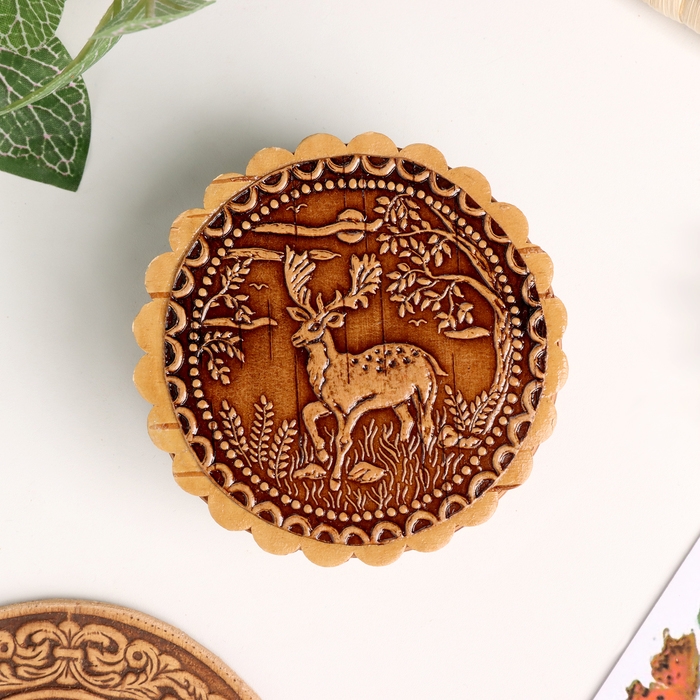 Шкатулка  Шкатулка "Олень", 70 х 35 мм, береста