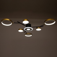 Люстра с ПДУ 2300/7GD LED 150Вт 3000-6000К золото 75х75х9 см BayerLux