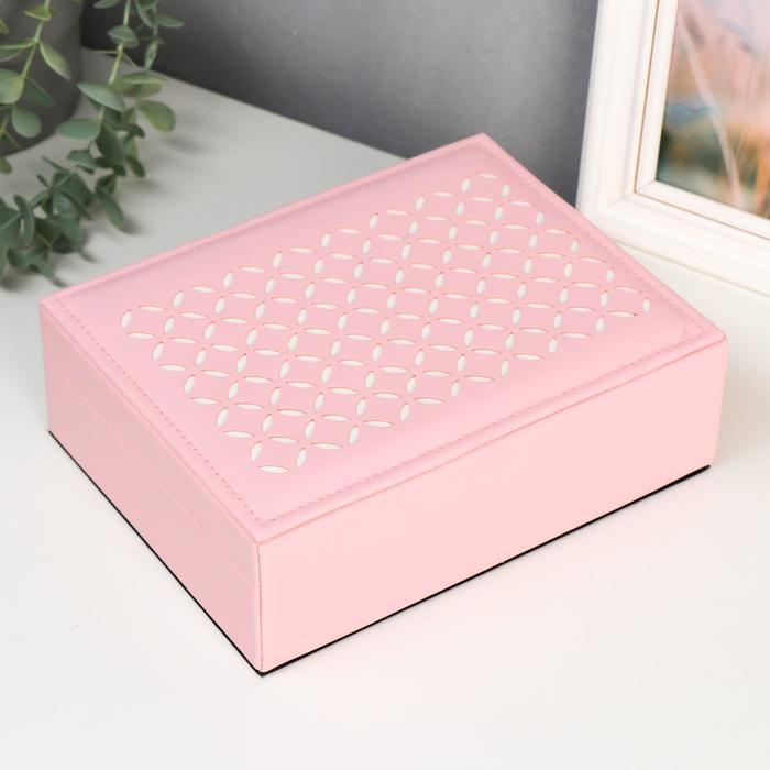 Шкатулка кожзам для украшений  Шкатулка кожзам для украшений "Крестики" розовая 7х24х17.5см