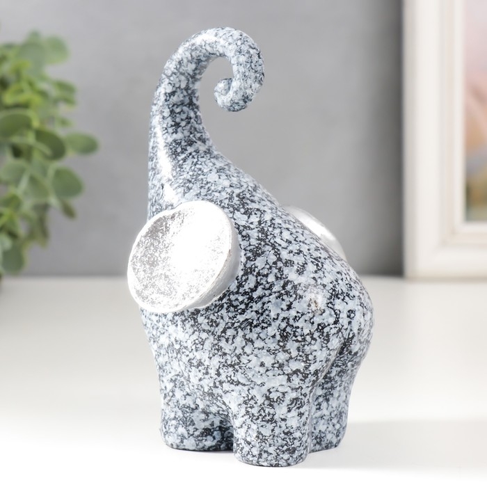 Сувенир полистоун Сувенир полистоун "Каменный слонёнок с серебристыми ушами" 8х9,5х13 см