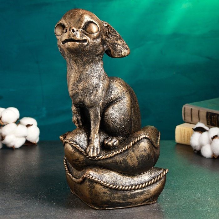 Копилка Копилка "Чихуа на подушке" 18х18х34см, бронза