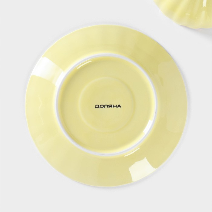 Чайная пара фарфоровая Доляна «Вивьен», 2 предмета: чашка 200 мл, блюдце d=15 см, цвет жёлтый Чайная пара фарфоровая Доляна «Вивьен», 2 предмета: чашка 200 мл, блюдце d=15 см, цвет жёлтый