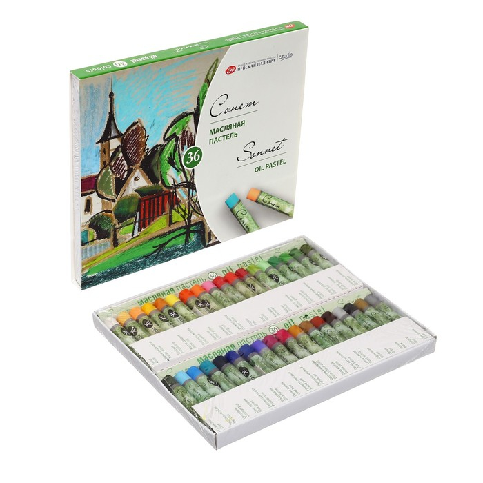 Пастель масляная ЗХК  Пастель масляная ЗХК "Сонет", 36 цветов, 9/59 мм, круглая, 7041157