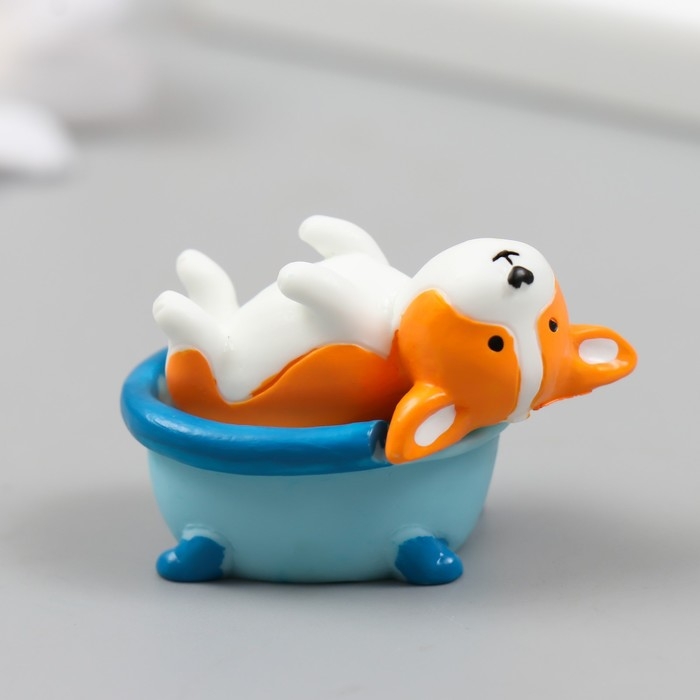 Фигурка для флорариума полистоун  Фигурка для флорариума полистоун "Пёсик принимает ванну" 3 см