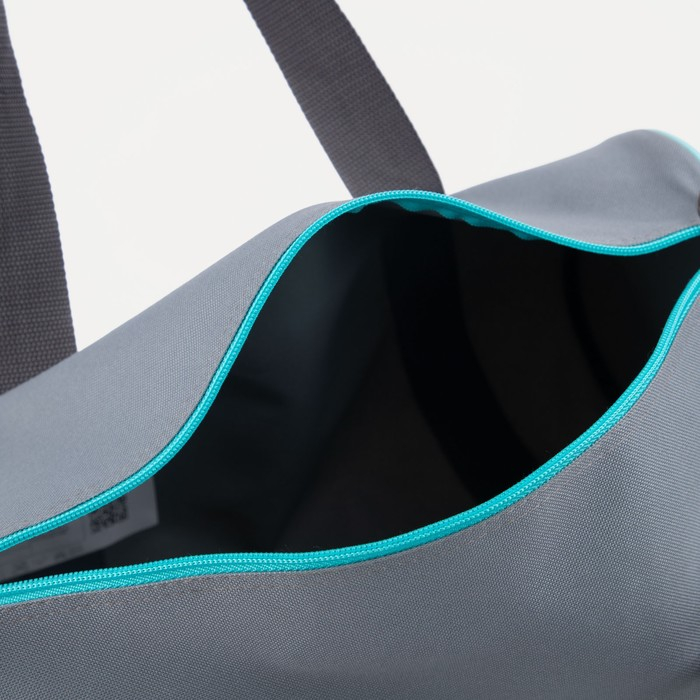 Сумка спортивная на молнии, без подкладки, длинный ремень, средний размер, цвет серый