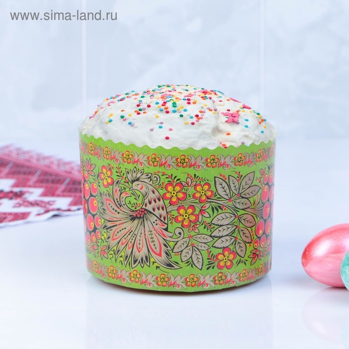 Форма бумажная для кулича  Форма бумажная для кулича "Хохлома МИКС" 134 x 100 мм