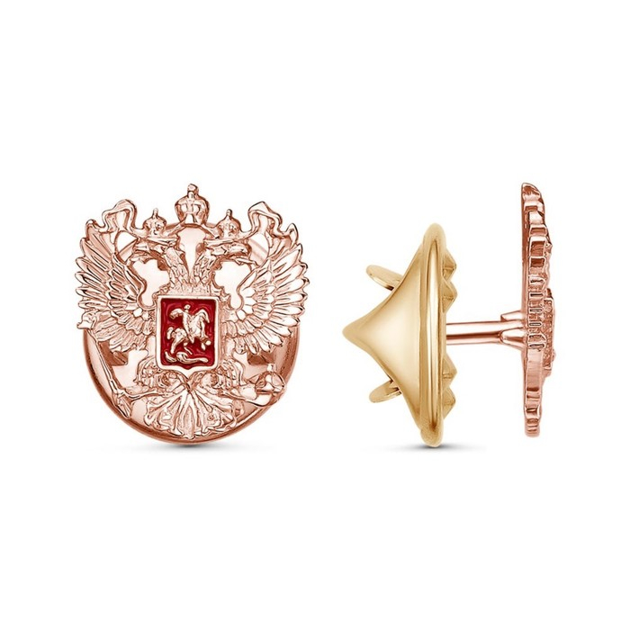 Значок «Герб РФ» Георгий Победоносец, малый, розовое золочение Значок «Герб РФ» Георгий Победоносец, малый, розовое золочение