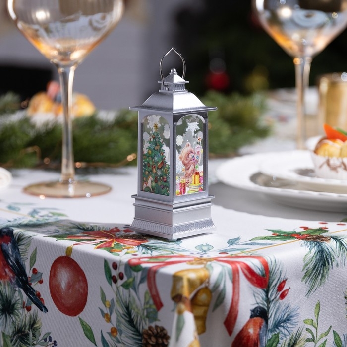 Светодиодная фигура «Серебристый фонарь с медвежонком» 5 × 12 × 5 см, пластик, батарейки AG13х3 (в комплекте), свечение тёплое белое