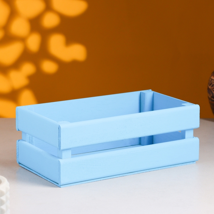 Кашпо деревянное 24.5×13.5×9 см  Кашпо деревянное 24.5×13.5×9 см "Двушка Лайт", двухреечное, голубой Дарим Красиво