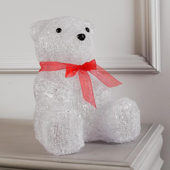 Светодиодная фигура «Медведь с бантом» 22 × 30 × 20 см, акрил, 40 LED, 220 В, свечение белое Светодиодная фигура «Медведь с бантом» 22 × 30 × 20 см, акрил, 40 LED, 220 В, свечение белое