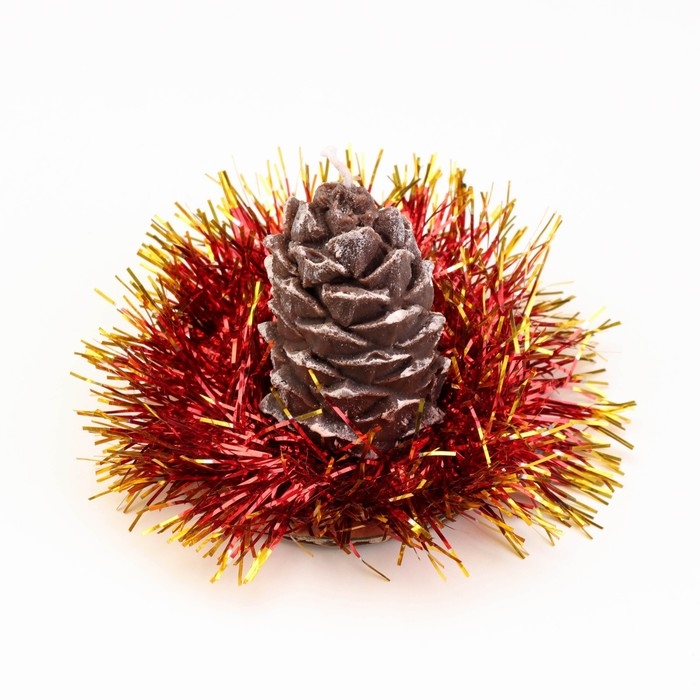 Свеча новогодняя  Свеча новогодняя "Шишка с еловым декором", 7 см, коричневая МИКС