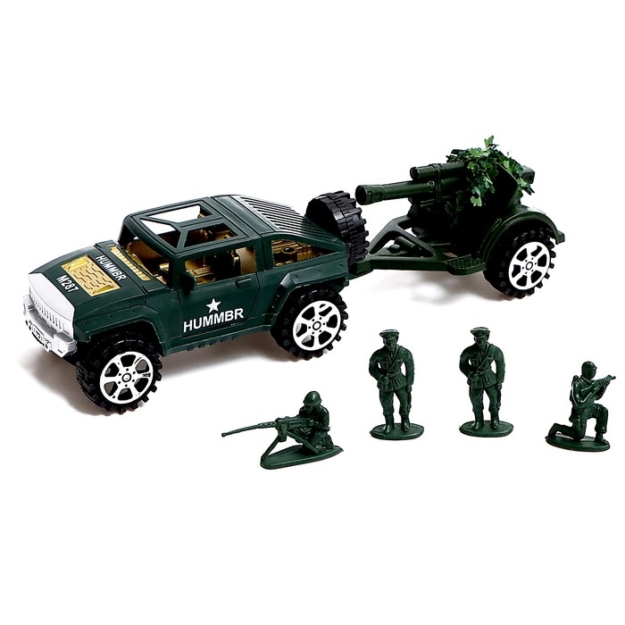 Машина инерционная &laquo;Военный джип&raquo; с пушкой и солдатом