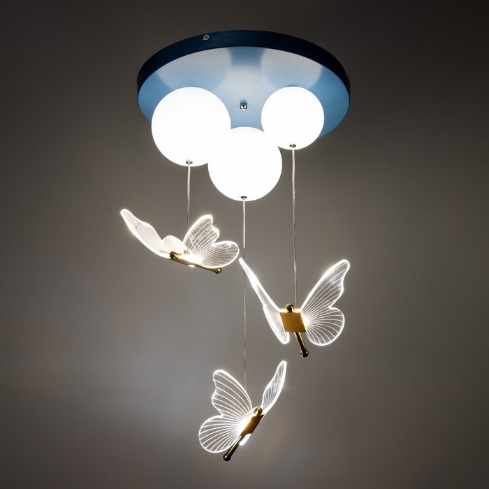Люстра Люстра "Бабочки" 3хЕ27 40Вт LED синий 40х40х60см