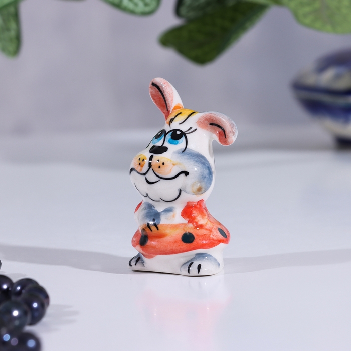 Сувенир Заяц в юбке, гжель цвет Сувенир Заяц в юбке, гжель цвет
