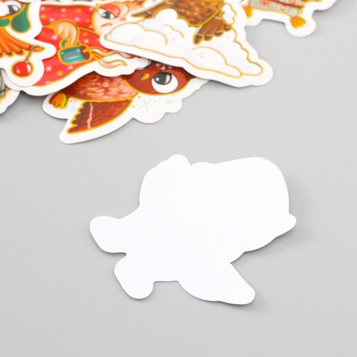 Наклейки для творчества Наклейки для творчества "Совушки новогодние" тиснение золото набор 48 шт 9х7х0,8 см