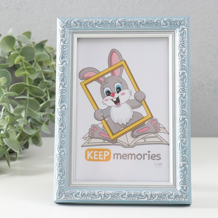 Фоторамка пластик Фоторамка пластик "Винтаж" 10х15 см, голубой
