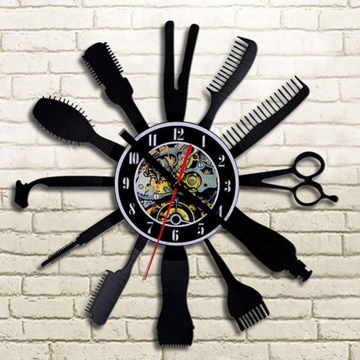 Часы настенные, серия: Интерьер, Часы настенные, серия: Интерьер, "Парикмахерская", плавный ход, 30 х 30 см