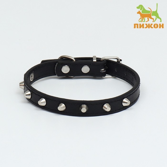 Ошейник с затупленными шипами 38 х 1,5 см, ОШ 26-33, морозостойкий материал PU, чёрный Ошейник с затупленными шипами 38 х 1,5 см, ОШ 26-33, морозостойкий материал PU, чёрный