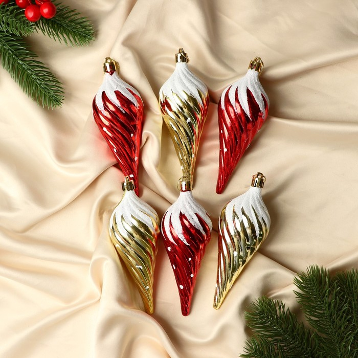 Украшение ёлочное Украшение ёлочное "Сосулька в снегу" (набор 6 шт) 11 см, микс