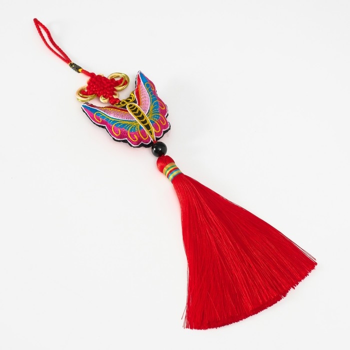 Подвеска текстиль Подвеска текстиль "Бабочка" красная 2х6,5х27 см