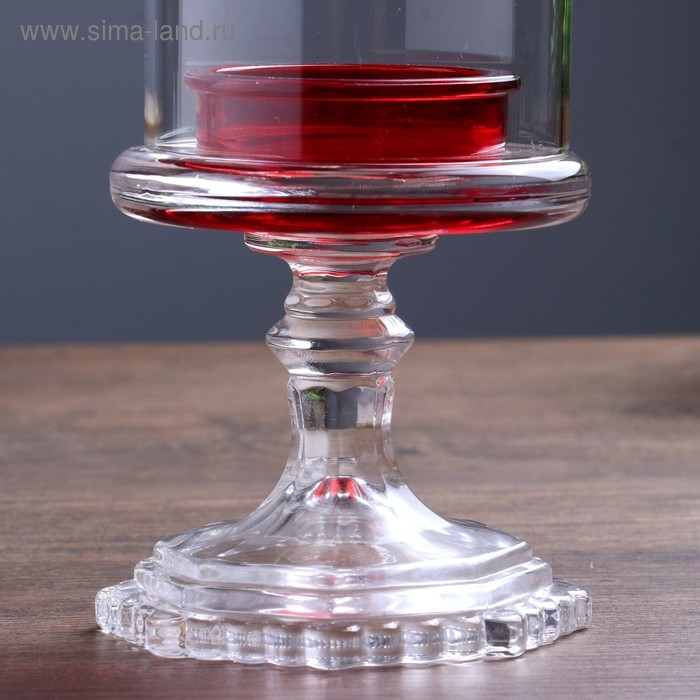 Подсвечник стекло на 1 свечу Подсвечник стекло на 1 свечу "Бокал на ножке" красный 18х8,5х5 см