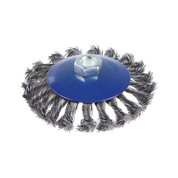Щетка металлическая для УШМ ТУНДРА, крученая проволока,  Щетка металлическая для УШМ ТУНДРА, крученая проволока, "тарелка", М14, 115 мм