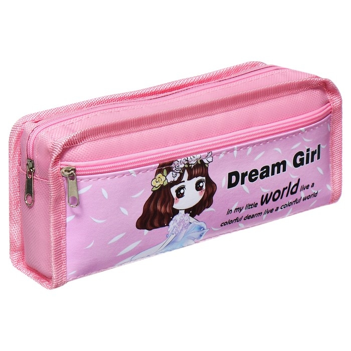 Пенал школьный на молнии Calligrata Пенал школьный на молнии Calligrata "Аниме", 2 отделения, розовый