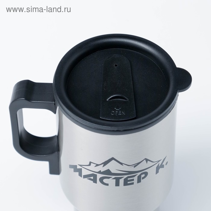 Термокружка, 450 мл, Автомобильная "Мастер К", сохраняет тепло 4 ч, 12 х 17 см, хром