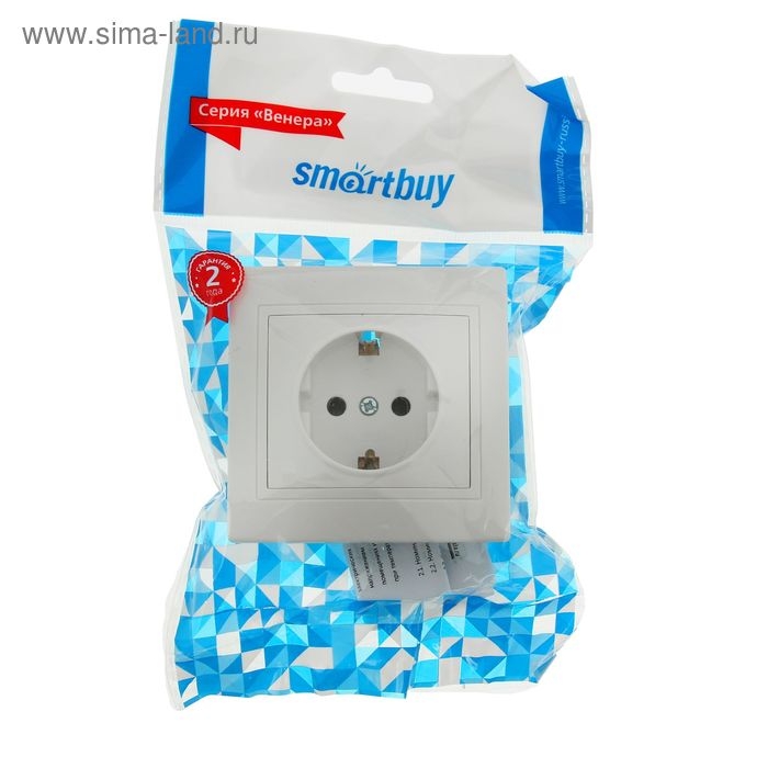 Розетка Smartbuy  Розетка Smartbuy "Венера", 16 А, одноместная, скрытая, с з/к, белая