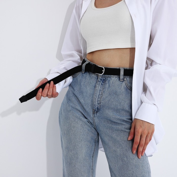 Ремень женский, ширина 2,5 см, пряжка металл, цвет чёрный